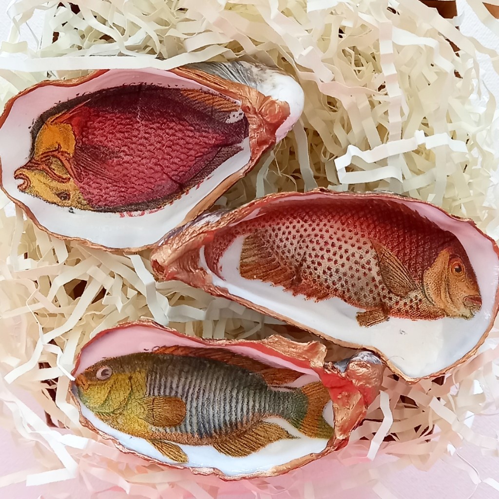 Bijoux Here Fishy Fishy Oyster Shell Decor Set _3